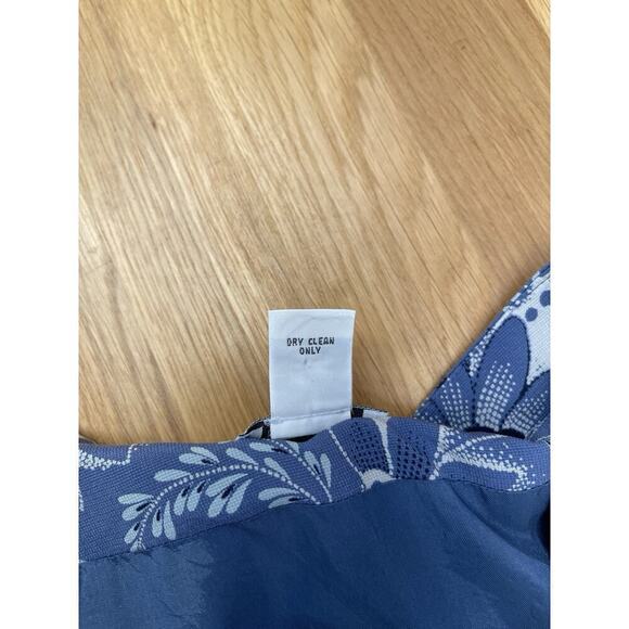 Vtg Ann Taylor Loft Silk Skirt Womens Size 4 Blue White Floral Flowy Feminine - Picture 6 of 6
